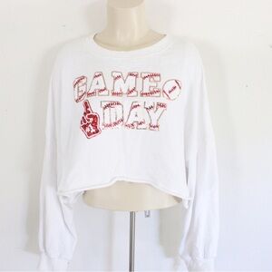 GAME DAY Sequin Tassel Cropped Sweatshirt Small